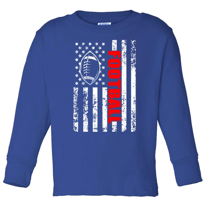 American Flag Football Patriotic Football Cool Gift Toddler Long Sleeve Shirt