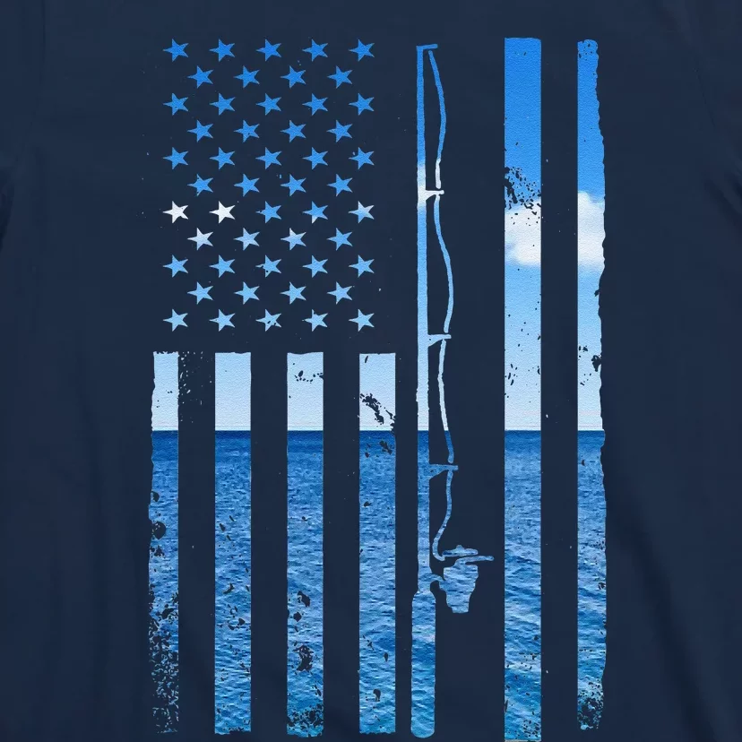 American Flag Fish Fisher Fisherman Funny Bass Fishing Usa T-Shirt