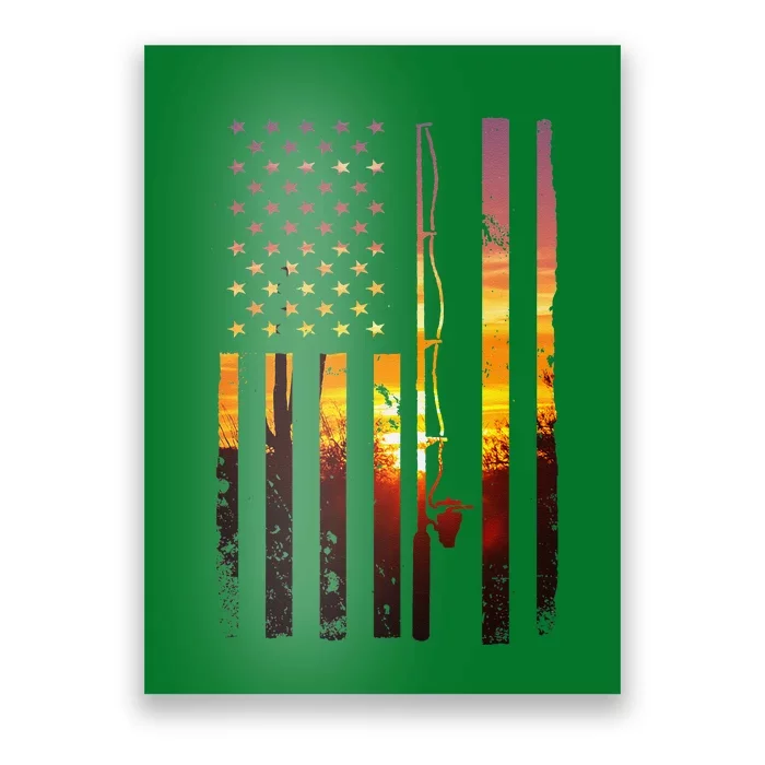 American Flag Fish Fisher Fisherman Funny Bass Fishing Usa Poster