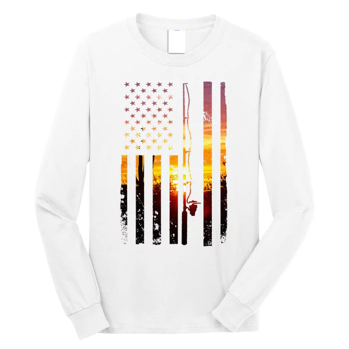 American Flag Fish Fisher Fisherman Long Sleeve Shirt