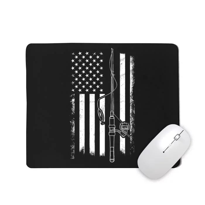 American Flag Fishing Pole Usa Flag Fishing Mousepad