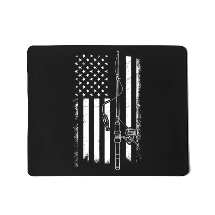 American Flag Fishing Pole Usa Flag Fishing Mousepad