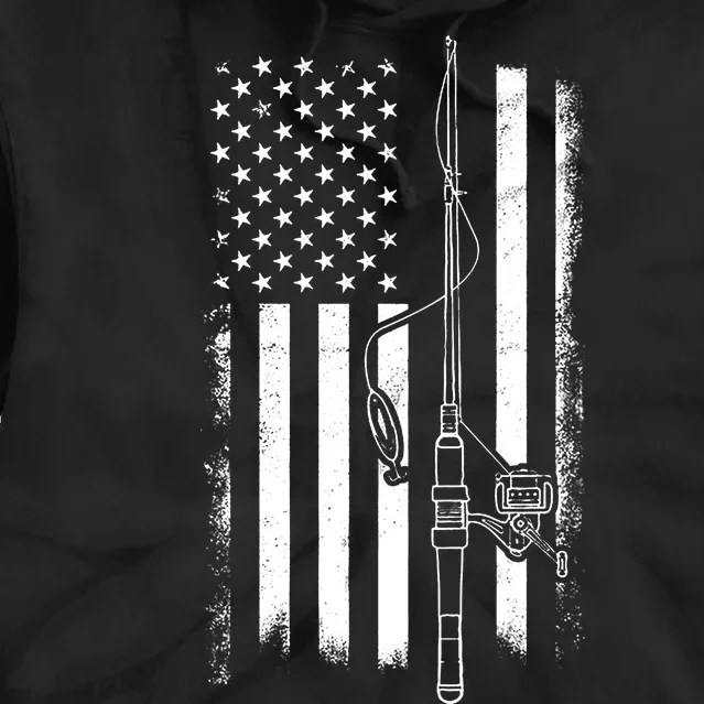 American Flag Fishing Pole Usa Flag Fishing Tie Dye Hoodie