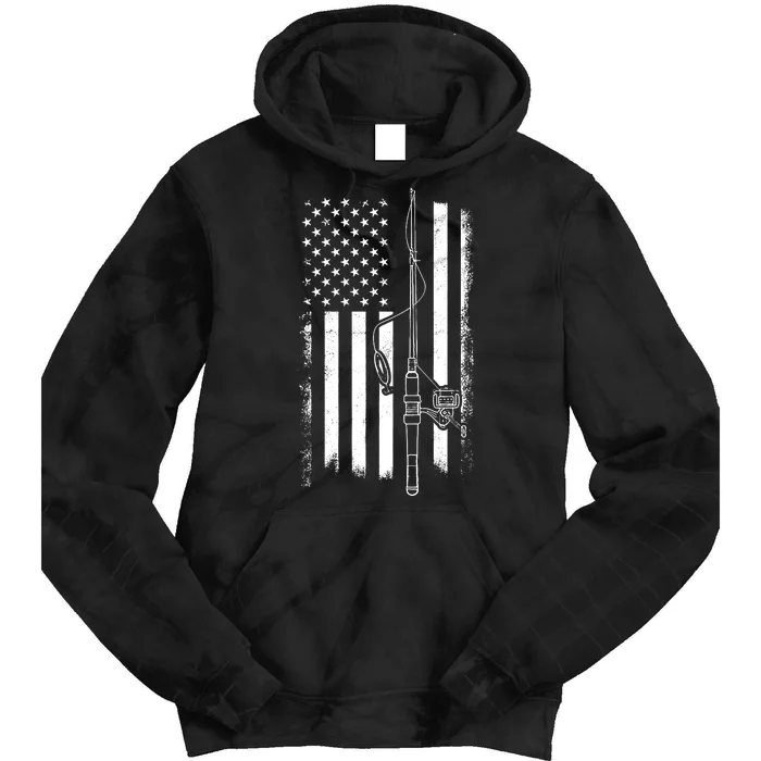 American Flag Fishing Pole Usa Flag Fishing Tie Dye Hoodie