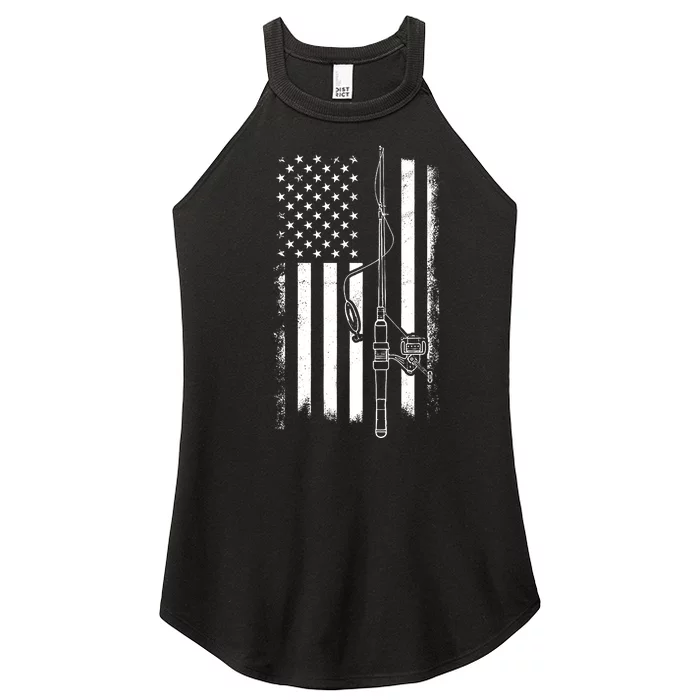 American Flag Fishing Pole Usa Flag Fishing Women’s Perfect Tri Rocker Tank