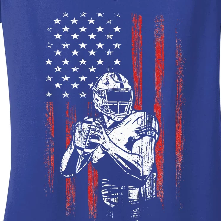 American Flag Football Team Gift Women's V-Neck T-Shirt