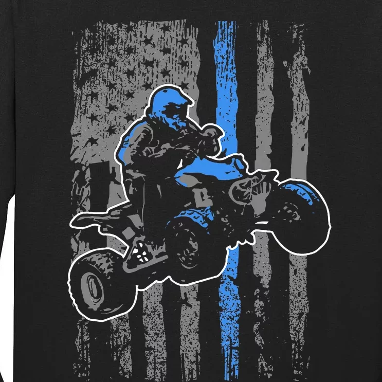 American Flag Four Wheeler Quad Atv Riding Gift Tall Long Sleeve T-Shirt