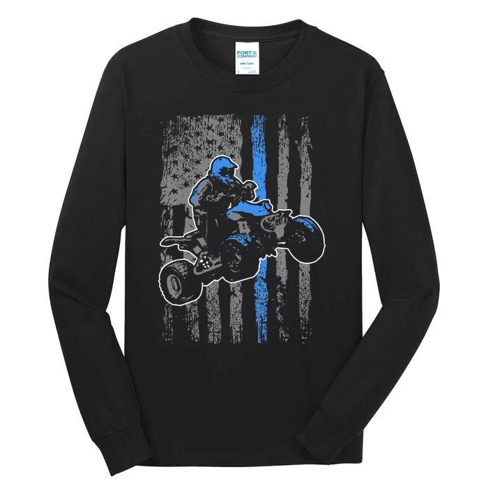 American Flag Four Wheeler Quad Atv Riding Gift Tall Long Sleeve T-Shirt