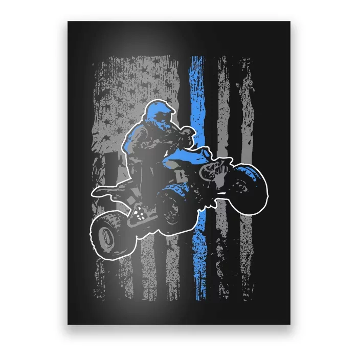 American Flag Four Wheeler Quad Atv Riding Gift Poster