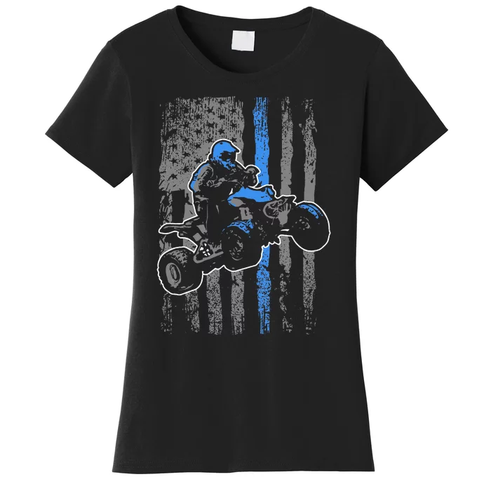 American Flag Four Wheeler Quad Atv Riding Gift Women's T-Shirt