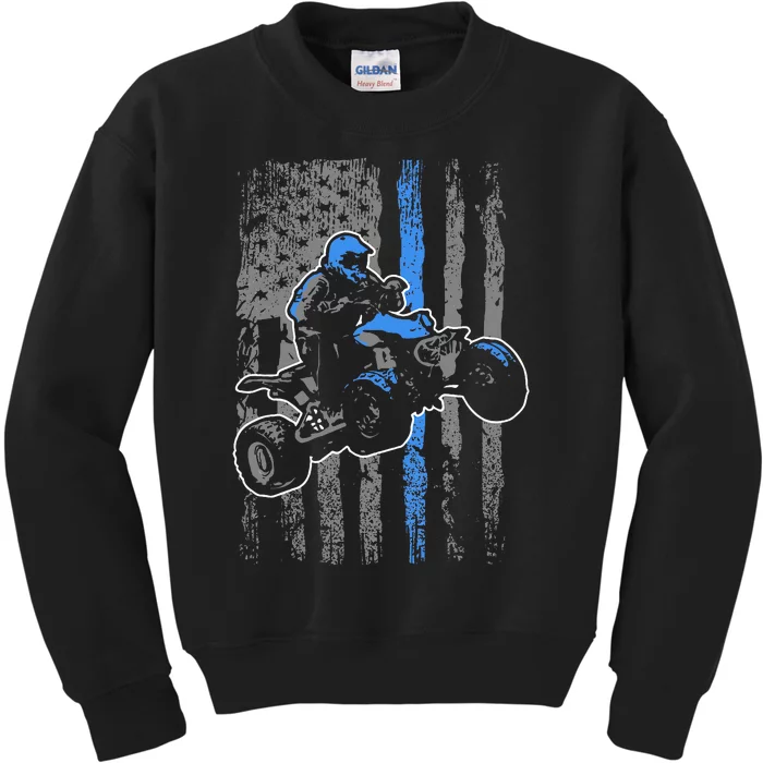 American Flag Four Wheeler Quad Atv Riding Gift Kids Sweatshirt