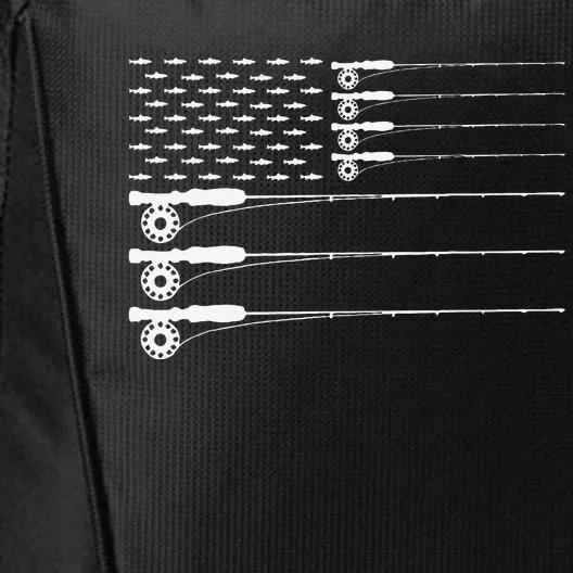 American Flag Fly Fishing Rod Trout Patriot Gift City Backpack