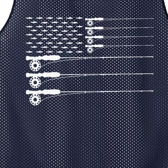 American Flag Fly Fishing Rod Trout Patriot Gift Mesh Reversible Basketball Jersey Tank