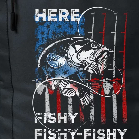 American Flag Fishing Here Fishy Fisherman Dad Papa On Back Daily Commute Backpack