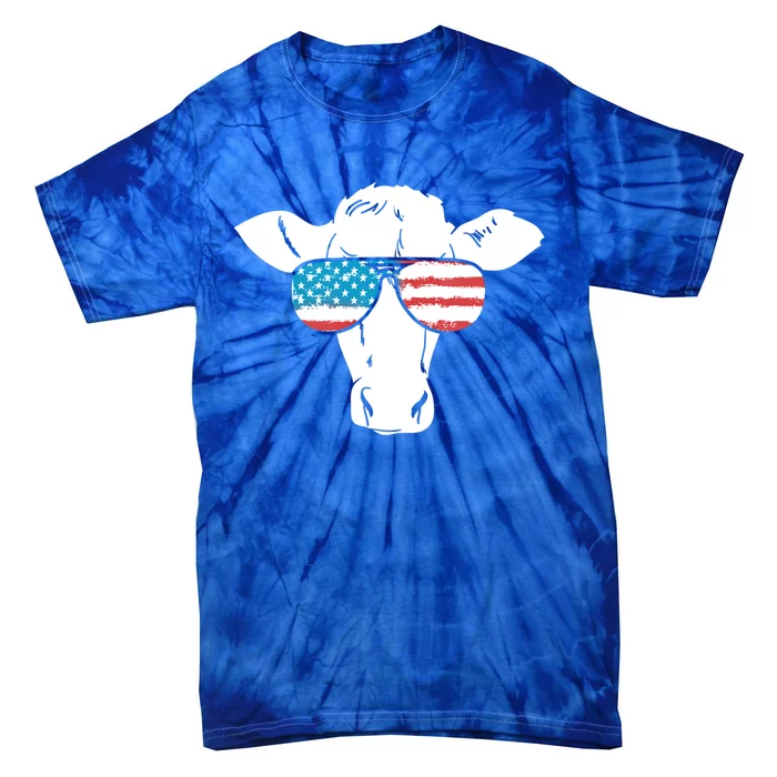 American Flag Fourth Of July Cow Lover Graphic Gift Tie-Dye T-Shirt