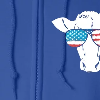 American Flag Fourth Of July Cow Lover Graphic Gift Full Zip Hoodie