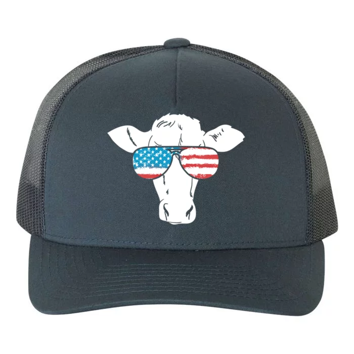 American Flag Fourth Of July Cow Lover Graphic Gift Yupoong Adult 5-Panel Trucker Hat