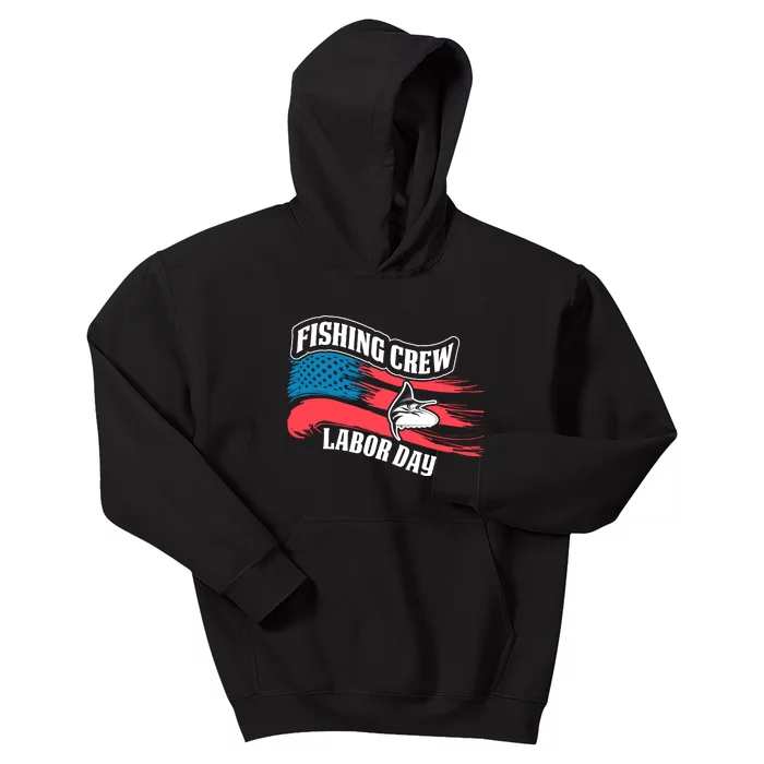 American Flag Fishing Crew Labor Day Gift Kids Hoodie