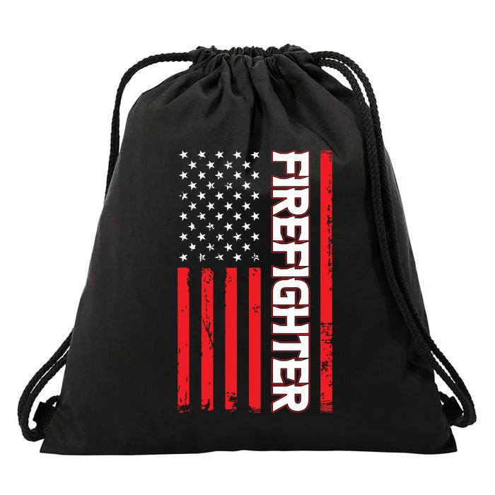 American Flag Firefighter USA United States Drawstring Bag