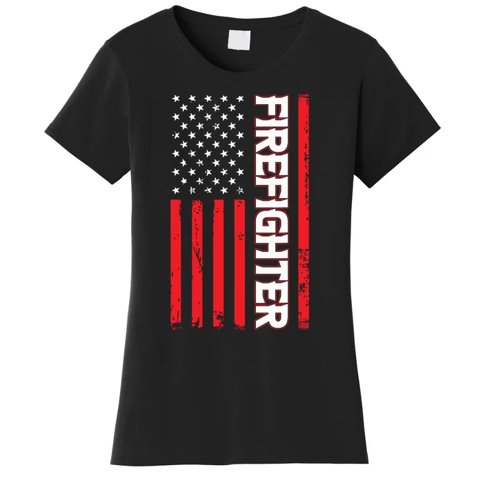 American Flag Firefighter USA United States Women's T-Shirt