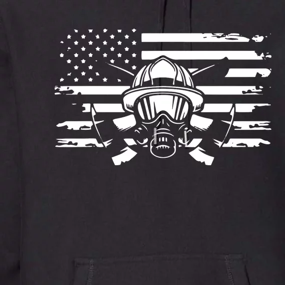 American Flag Fireman Firefighter Apparel Fireman Premium Hoodie