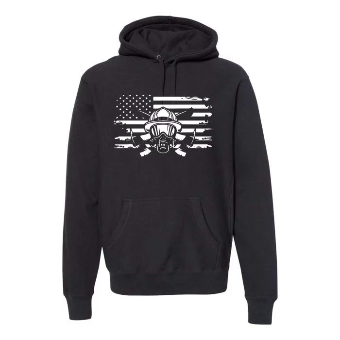 American Flag Fireman Firefighter Apparel Fireman Premium Hoodie