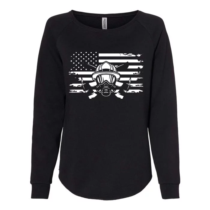 American Flag Fireman Firefighter Apparel Fireman Womens California Wash Sweatshirt