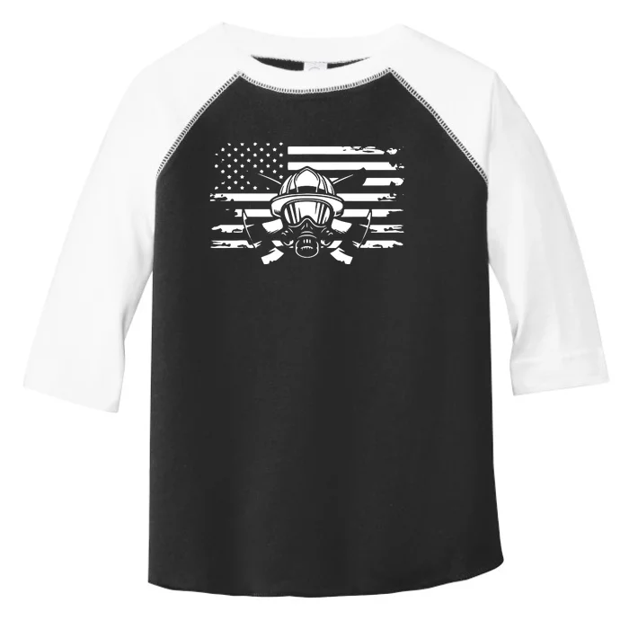 American Flag Fireman Firefighter Apparel Fireman Toddler Fine Jersey T-Shirt