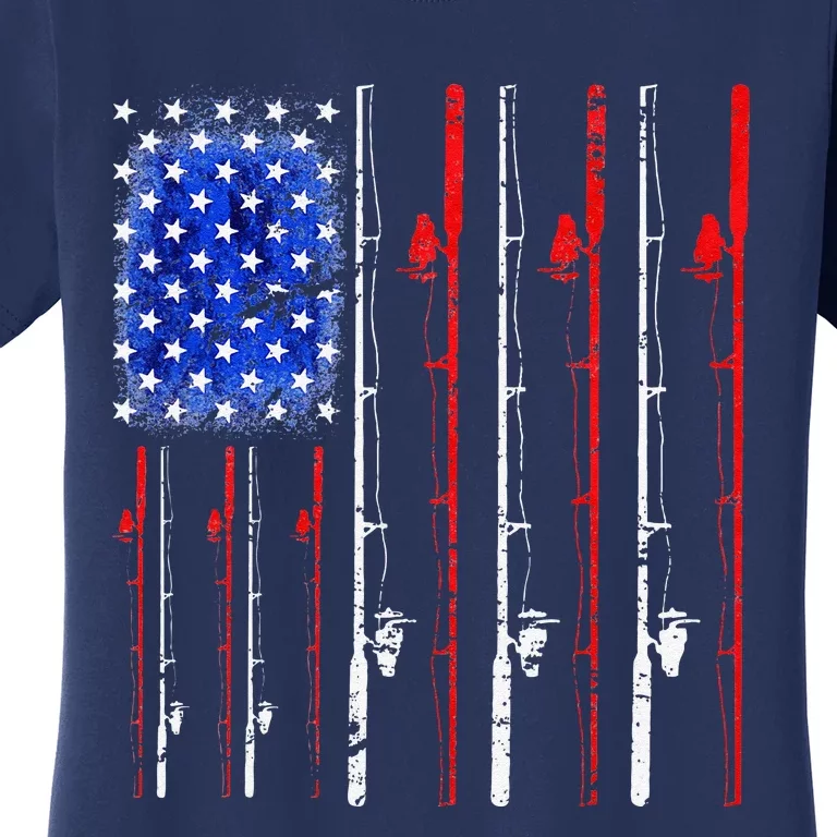 American Flag Fishing Rod Fishing Lover Women's T-Shirt