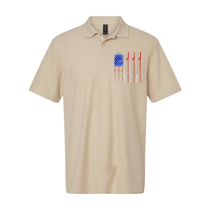 American Flag Fishing Rod Fishing Lover Softstyle Adult Sport Polo