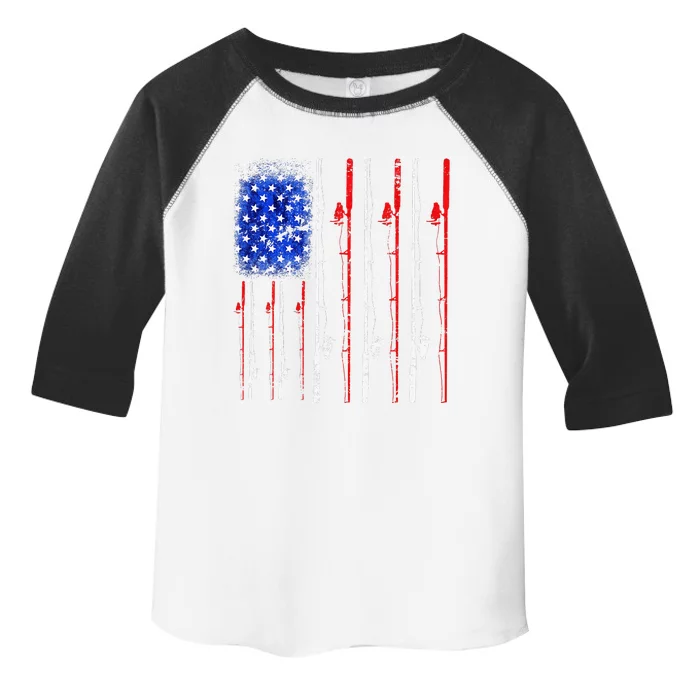 American Flag Fishing Rod Fishing Lover Toddler Fine Jersey T-Shirt