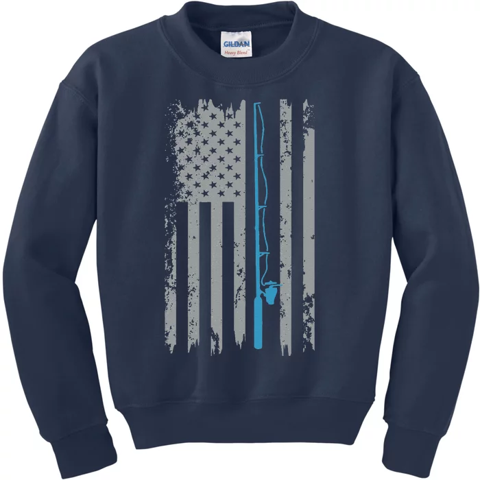 American Flag Fishing Vintage Fisherman Kids Sweatshirt