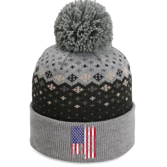 America Flag Fisherman Vintage Fishing Patriotic Angler Gift The Baniff Cuffed Pom Beanie