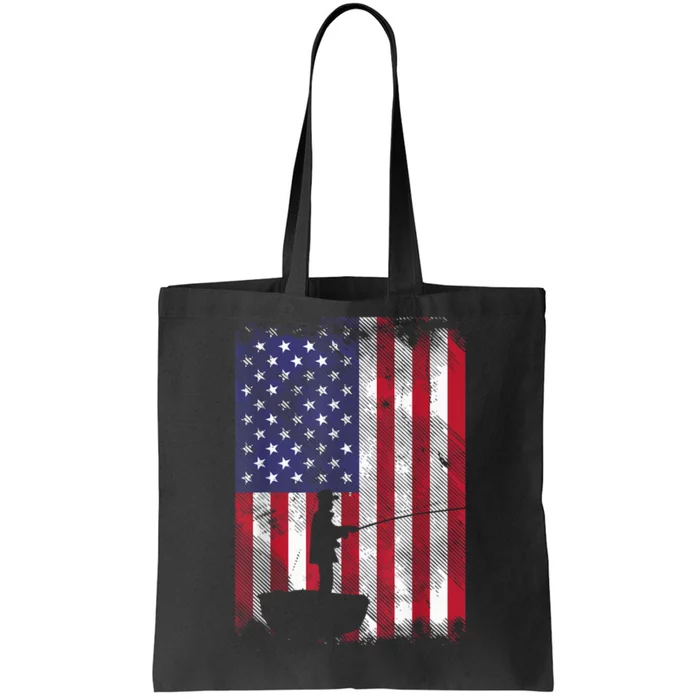 America Flag Fisherman Vintage Fishing Patriotic Angler Gift Tote Bag