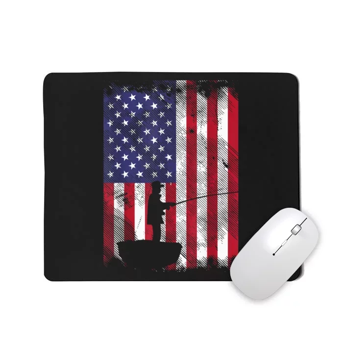 America Flag Fisherman Vintage Fishing Patriotic Angler Gift Mousepad