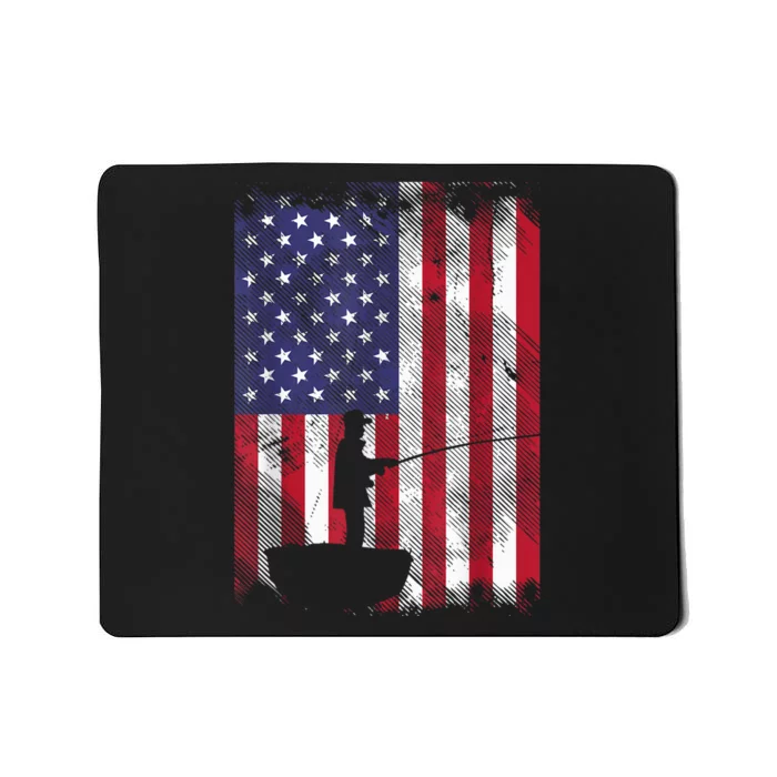 America Flag Fisherman Vintage Fishing Patriotic Angler Gift Mousepad