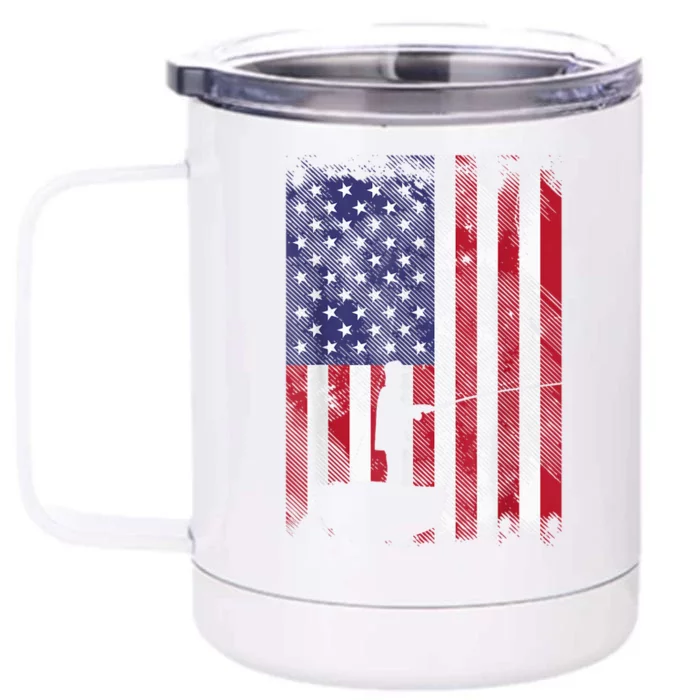 America Flag Fisherman Vintage Fishing Patriotic Angler Gift Front & Back 12oz Stainless Steel Tumbler Cup