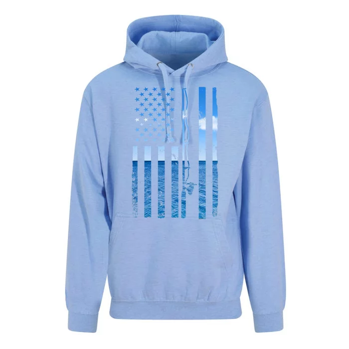 American Flag Fish Fisher Fisherman Funny Bass Fishing Usa Unisex Surf Hoodie