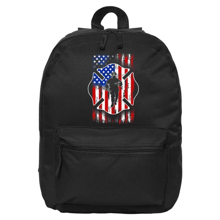 American Flag Firefighter Usa United States Badge 16 in Basic Backpack