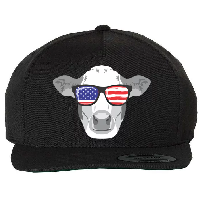 American Flag Fourth Of July Animal Cow Lover Cute Gift Wool Snapback Cap