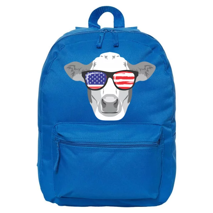 American Flag Fourth Of July Animal Cow Lover Cute Gift 16 in Basic Backpack