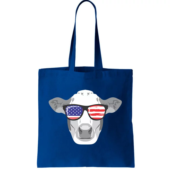 American Flag Fourth Of July Animal Cow Lover Cute Gift Tote Bag