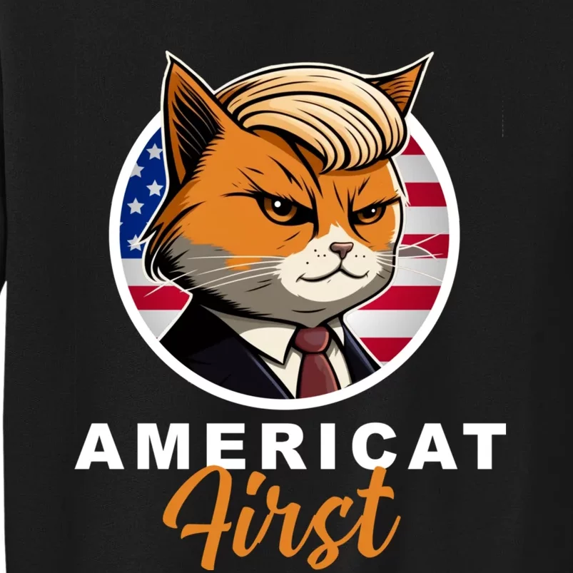 Americat First Funny Patriotic America Cat President Sweatshirt