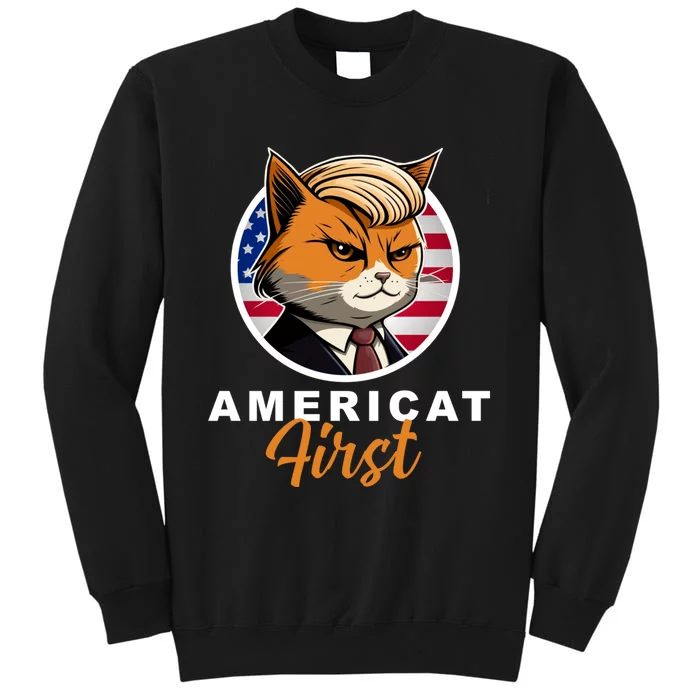 Americat First Funny Patriotic America Cat President Sweatshirt