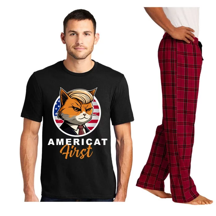 Americat First Funny Patriotic America Cat President Pajama Set