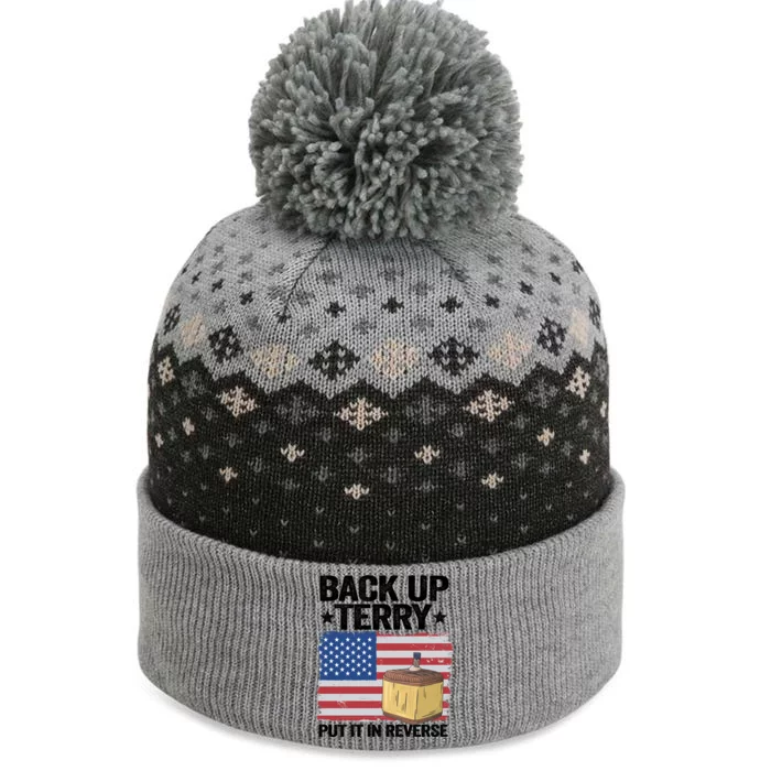 American Flag Firework Back Up Terry Put It In Reverse Terry Gift The Baniff Cuffed Pom Beanie