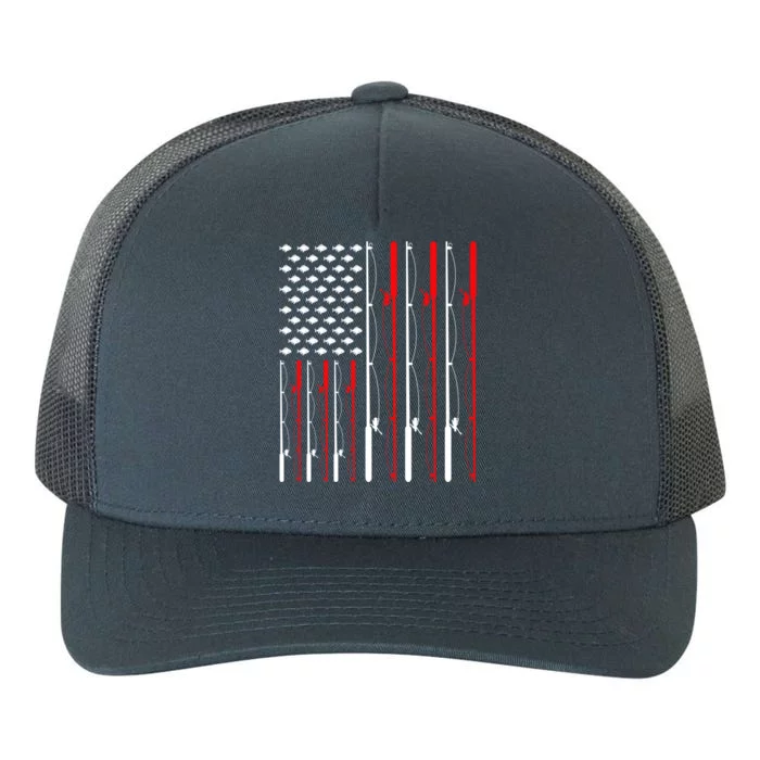 American Flag Fishing Rod Fishing Lover Gift Yupoong Adult 5-Panel Trucker Hat