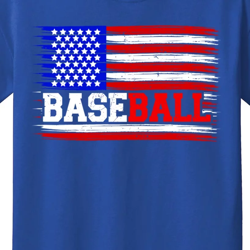 American Flag Funny Baseball Softball Mama Papa Cute Gift Kids T-Shirt