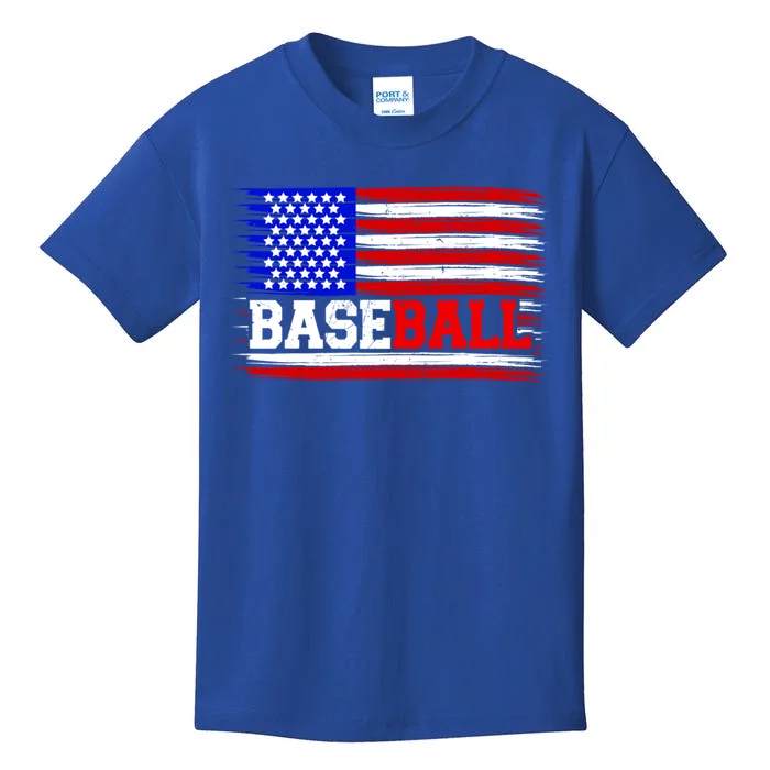 American Flag Funny Baseball Softball Mama Papa Cute Gift Kids T-Shirt