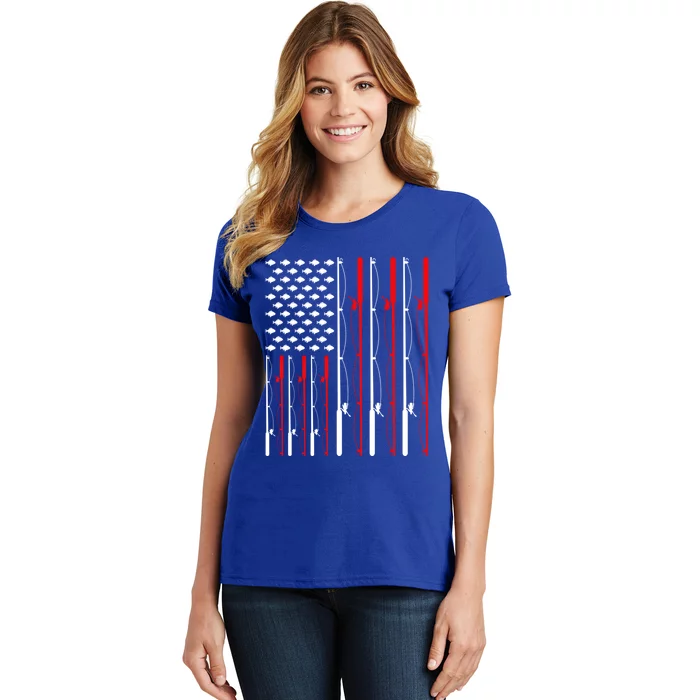 American Flag Fishing Rod Fishing Lover Great Gift Women's T-Shirt